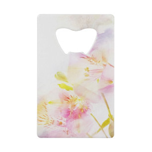 Abrebotellas De Tarjeta De Crédito fondo floral con las flores de la acuarela
