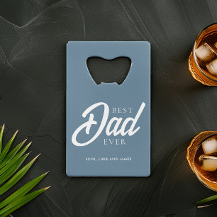 Abrebotellas De Tarjeta De Crédito Foto del Personalizado "Mejor Papa nunca" azul cla
