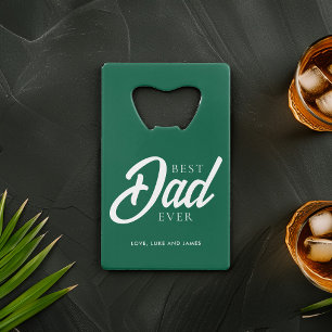 Abrebotellas De Tarjeta De Crédito Foto verde del Personalizado "Mejor Papá Nunca"