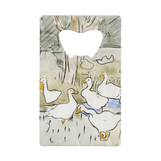 Abrebotellas De Tarjeta De Crédito Fotos del pato blanco dibujadas a mano Clipart Fam (Anverso)