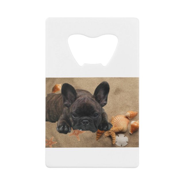 Abrebotellas De Tarjeta De Crédito Französische Bulldogge Strand French Bulldog  (Anverso)