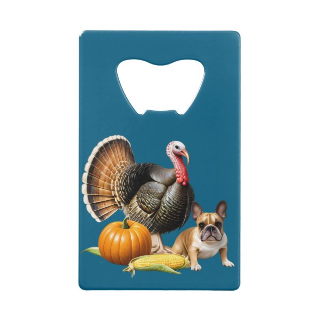 Abrebotellas De Tarjeta De Crédito  französische Bulldoggen Thanksgiving Bulldog (Anverso)