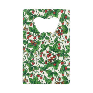 Abrebotellas De Tarjeta De Crédito Fresas silvestres en blanco roto