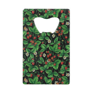 Abrebotellas De Tarjeta De Crédito Fresas silvestres en negro