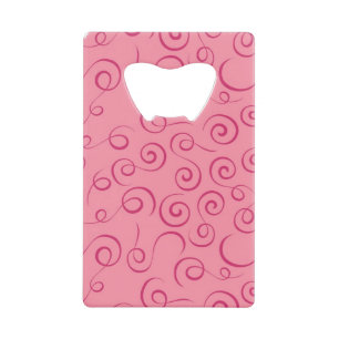 Abrebotellas De Tarjeta De Crédito Fuchsia en la espiral de marea rosada retro