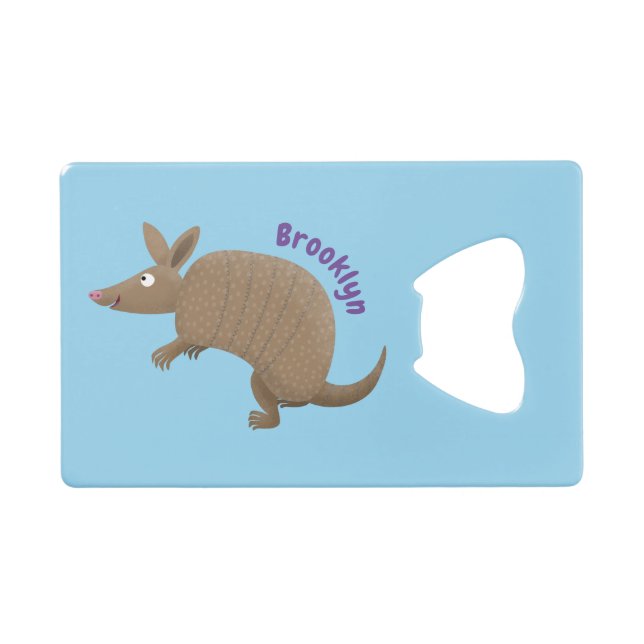 Abrebotellas De Tarjeta De Crédito Funny armadillo feliz personalizado ilustracion (Anverso (Horizontal))