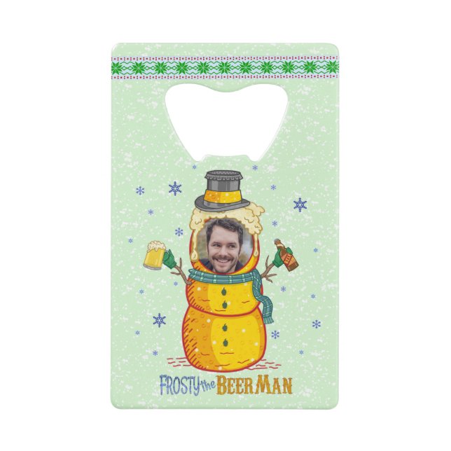 Abrebotellas De Tarjeta De Crédito Funny Frosty Beer Man Humor Personalizado Navidade (Anverso)