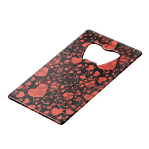 Abrebotellas De Tarjeta De Crédito Funny Heart Pattern X - rojo negro + tu idea