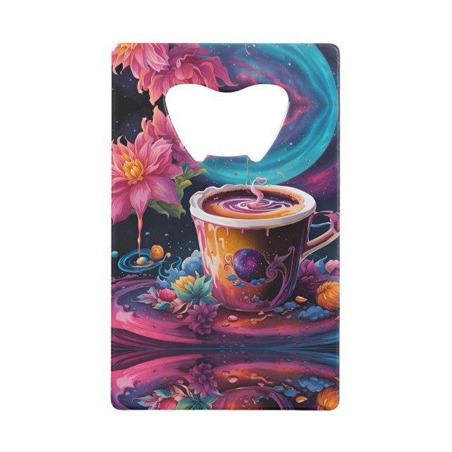 Abrebotellas De Tarjeta De Crédito Galaxy Garden Coffee Art (Anverso)