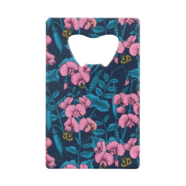 Abrebotellas De Tarjeta De Crédito Garzas y abejorros dulces, rosa y azul (Anverso)