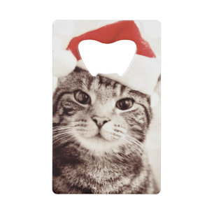 Abrebotellas De Tarjeta De Crédito Gato de tabby nacional que lleva el gorra rojo del