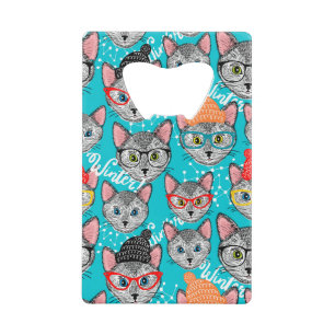 Abrebotellas De Tarjeta De Crédito Gato en el gorra