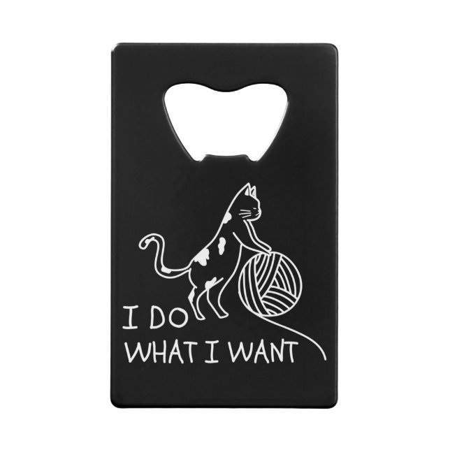 Abrebotellas De Tarjeta De Crédito Gato Jugando Yarn (Anverso)