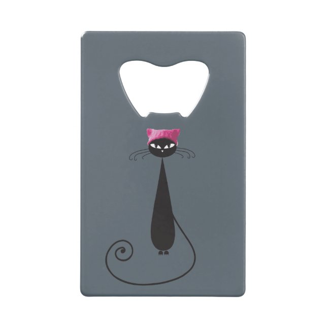 Abrebotellas De Tarjeta De Crédito Gato Kitty Gorra Rosa (Anverso)