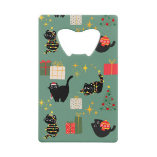 Abrebotellas De Tarjeta De Crédito Gatos divertidos de Navidad