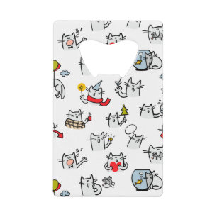 Abrebotellas De Tarjeta De Crédito Gatos divertidos, leche y magia.