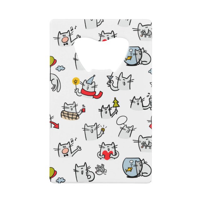 Abrebotellas De Tarjeta De Crédito Gatos divertidos, leche y magia. (Anverso)