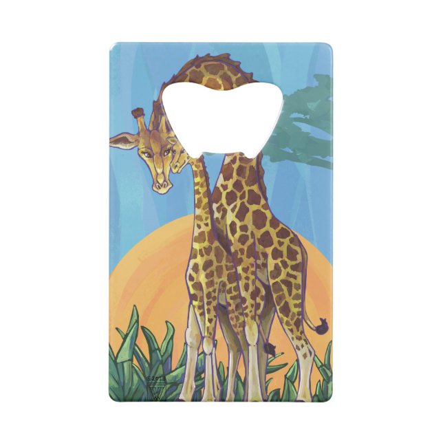 Abrebotellas De Tarjeta De Crédito Giraffe Mama y Baby (Reverso)