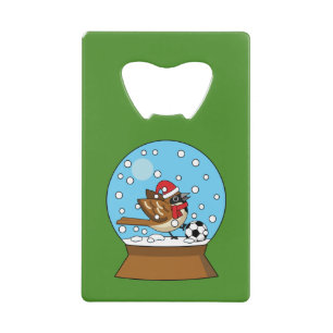 Abrebotellas De Tarjeta De Crédito Globe de nieve con juego de cuerdas con soplo