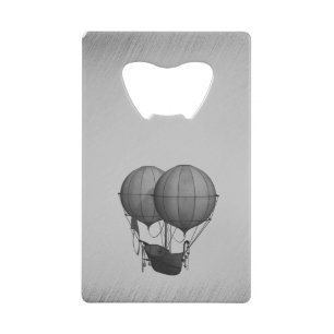 Abrebotellas De Tarjeta De Crédito Globos aerostáticos de plata Steampunk con barco