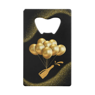 Abrebotellas De Tarjeta De Crédito Globos dorados y champán