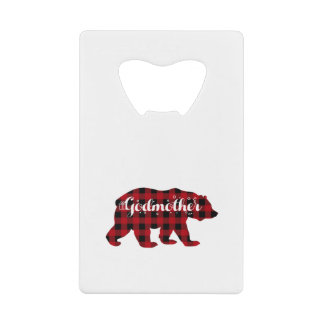 Abrebotellas De Tarjeta De Crédito Godmother Bear Buffalo Red Plaid Matching Family