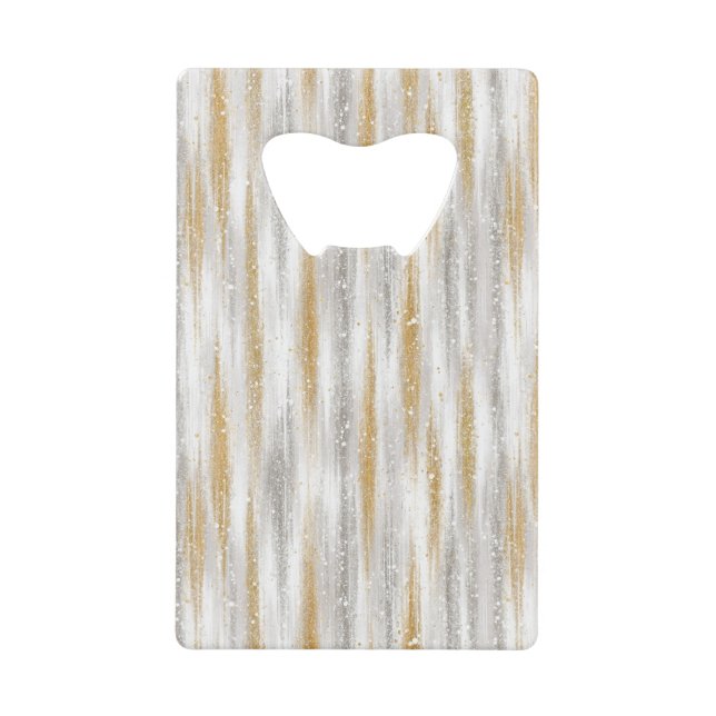 Abrebotellas De Tarjeta De Crédito Gold Silver Stripes Confetti New Year Celebration (Anverso)