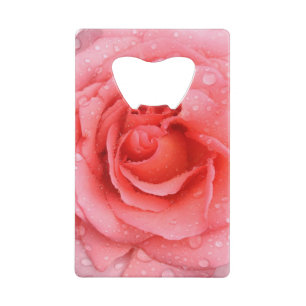 Abrebotellas De Tarjeta De Crédito Gotas de Agua de Rosa Rosa Roja Romántica