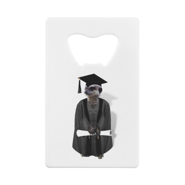 Abrebotellas De Tarjeta De Crédito Graduado de Meerkat con Diploma (Reverso)