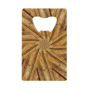 Abrebotellas De Tarjeta De Crédito Grano de madera con monograma