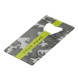 Abrebotellas De Tarjeta De Crédito Gray Camouflage Pattern, Your name, Personalize