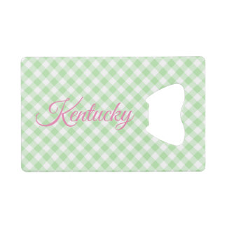 Abrebotellas De Tarjeta De Crédito Green gingham
