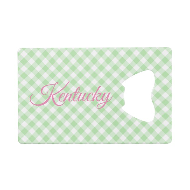 Abrebotellas De Tarjeta De Crédito Green gingham (Anverso (Horizontal))