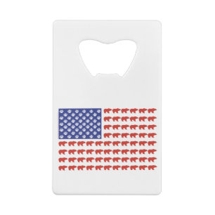 Abrebotellas De Tarjeta De Crédito Grizzley-Bear-USA-Flag