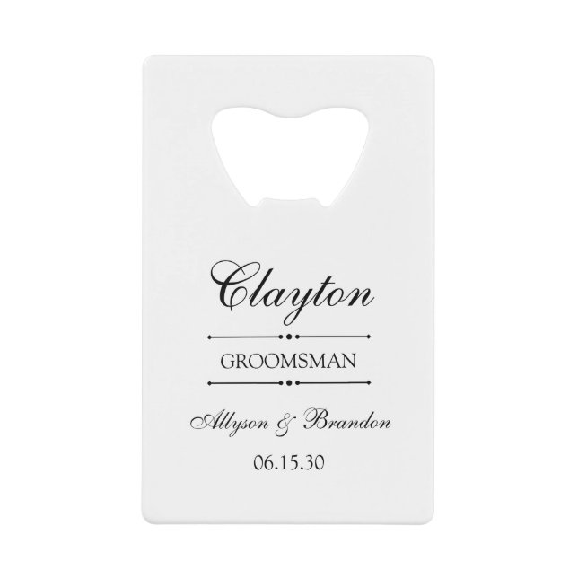 Abrebotellas De Tarjeta De Crédito Groomsman personalizado (Anverso)