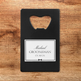 Abrebotellas De Tarjeta De Crédito Groomsman simple Bowtie clásico personalizado