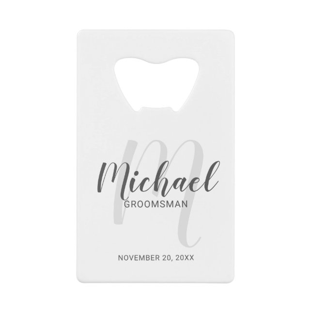 Abrebotellas De Tarjeta De Crédito Groomsmen personalizado de escritura moderna (Anverso)