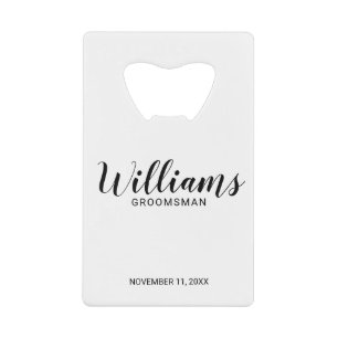Abrebotellas De Tarjeta De Crédito Groomsmen personalizado de escritura moderna