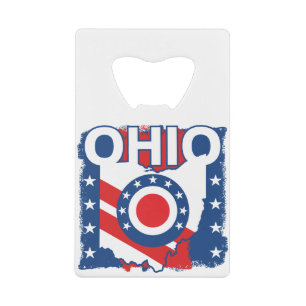 Abrebotellas De Tarjeta De Crédito Grunge patriótico rojo blanco y azul Ohio