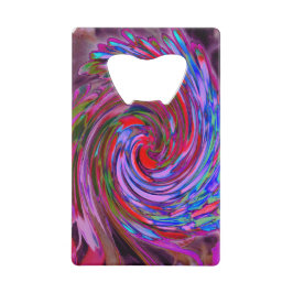 Abrebotellas De Tarjeta De Crédito Guay Red, Blue and Pink Abstract Floral Swirl