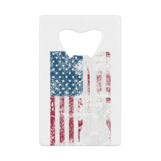 Abrebotellas De Tarjeta De Crédito Guitarra Bandera USA Patriótica Guitarra Amantes U
