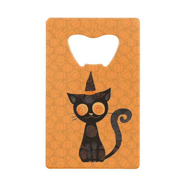 Abrebotellas De Tarjeta De Crédito Halloween/gato/calabaza/otoño (Anverso)