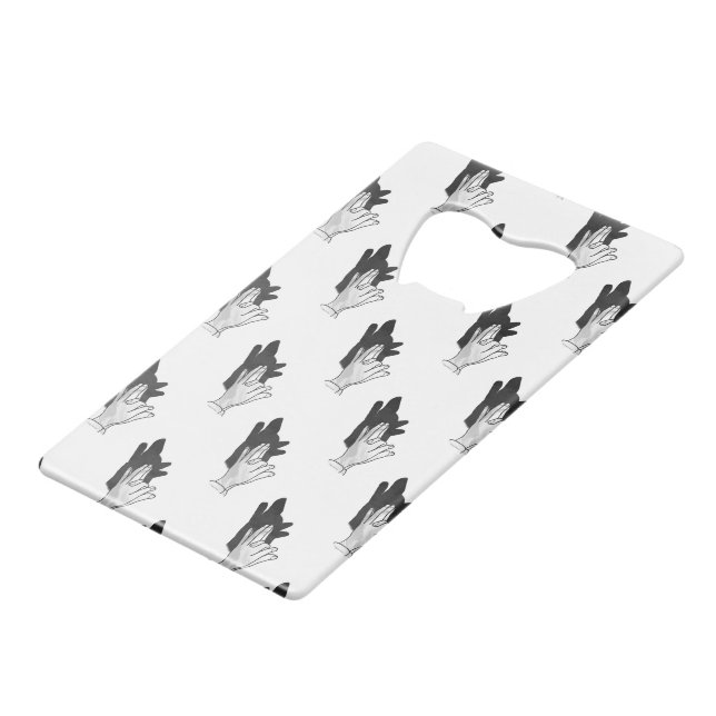Abrebotellas De Tarjeta De Crédito Hand Silhouette Wolf (Ángulo frontal)