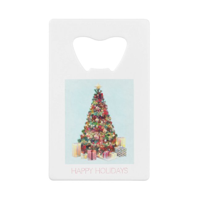 Abrebotellas De Tarjeta De Crédito Happy Holidays. Christmas Tree (Anverso)