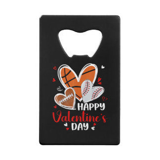 Abrebotellas De Tarjeta De Crédito Happy Valentine Baseball Football Basketball Heart