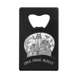 Abrebotellas De Tarjeta De Crédito Haunted House and Bats Halloween 