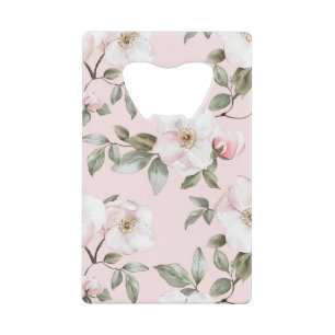 Abrebotellas De Tarjeta De Crédito Hermosas Flores Blancas Rosadas