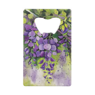 Abrebotellas De Tarjeta De Crédito Hermosas Flores De Wisteria En Acuarela