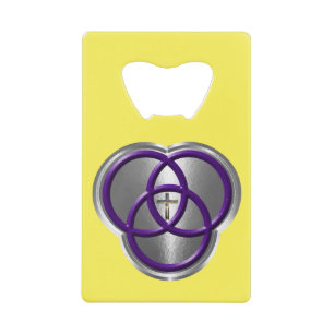 Abrebotellas De Tarjeta De Crédito Hermoso anillo cristiano de Trinidad con cruz