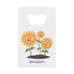 Abrebotellas De Tarjeta De Crédito Hermosos girasoles alegres sonrientes ilustracion